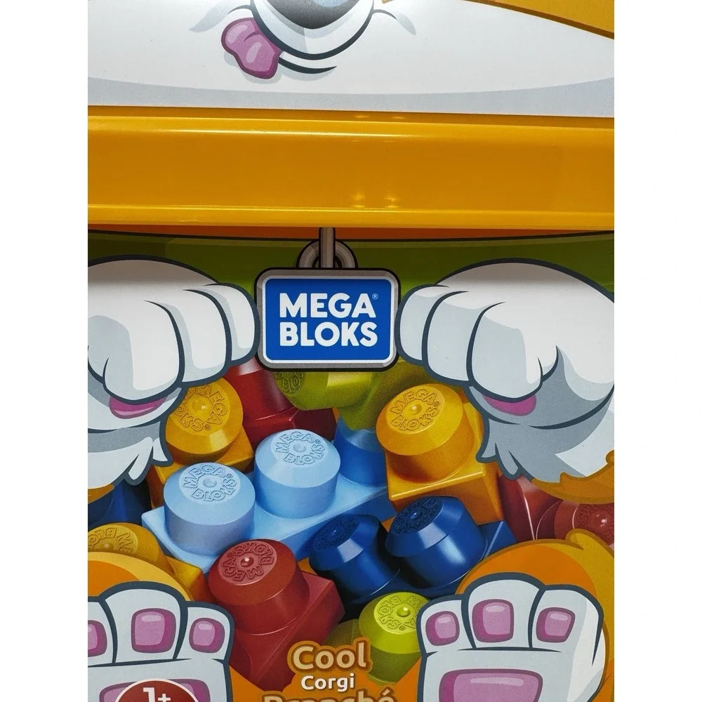 Mega Bloks Corgi Bucket Container 25 Pieces Dog New Building Blocks Fisher Price